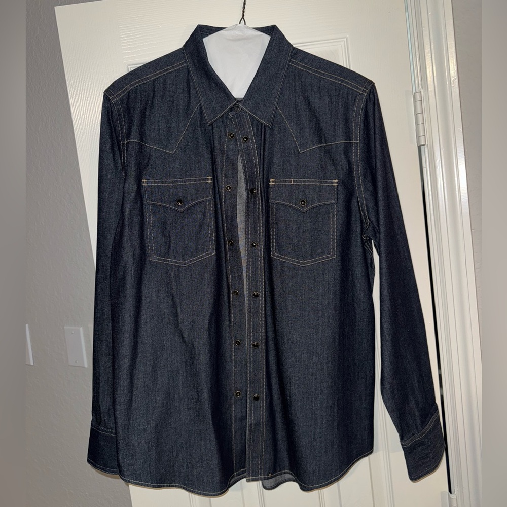 Tecovas denim western pearl snap button up